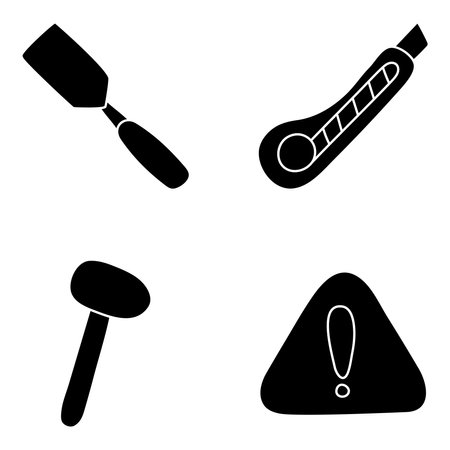 Set of Tools and Equipment Solid Iconsのイラスト素材