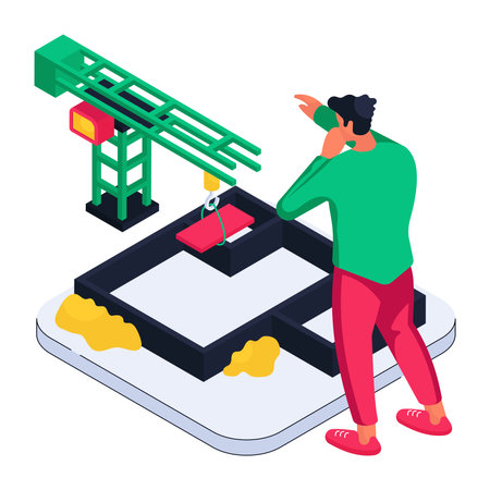 An isometric design illustration of brick liftingのイラスト素材