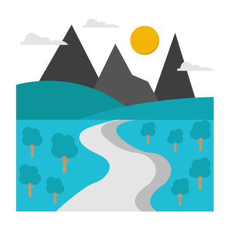 Lake landscapeのイラスト素材