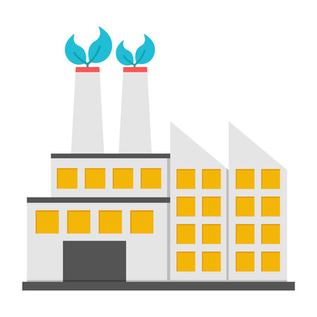 An icon design of a factory building with eco-friendly chimneysのイラスト素材