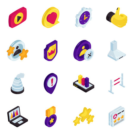 Set of User Interface Isometric Iconsのイラスト素材