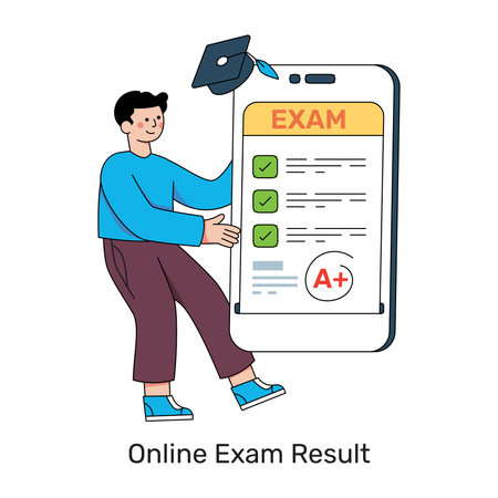 Editable design illustration of online exam resultのイラスト素材