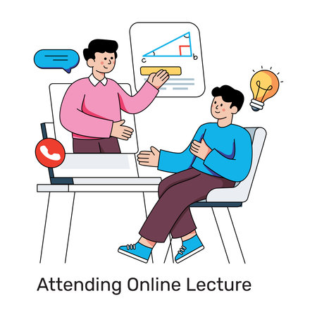 Trendy design illustration of online lectureのイラスト素材