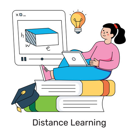 An illustration design of distance learningのイラスト素材