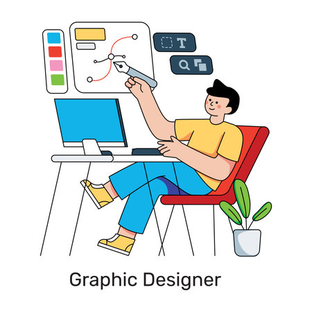 An editable design illustration of graphic designerのイラスト素材