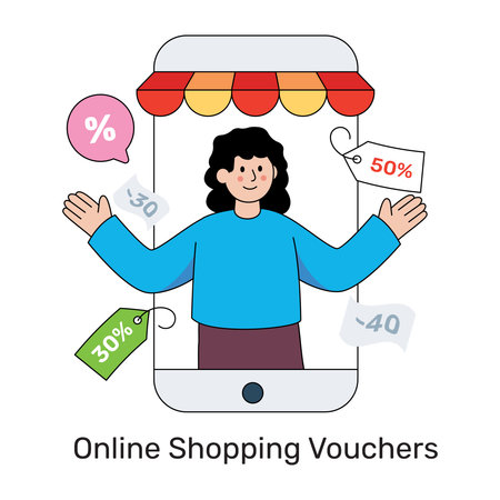 Trendy design illustration of online shopping voucherのイラスト素材