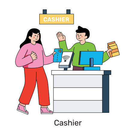 Trendy design illustration of cashier counterのイラスト素材