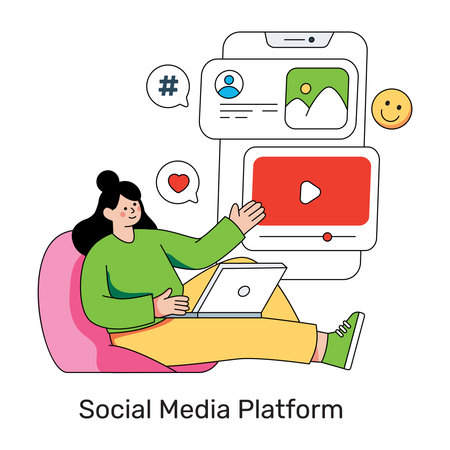 A colored design illustration of social media platformのイラスト素材