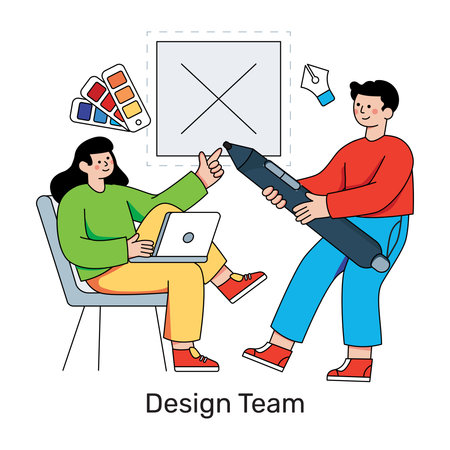 Trendy design illustration of design teamのイラスト素材