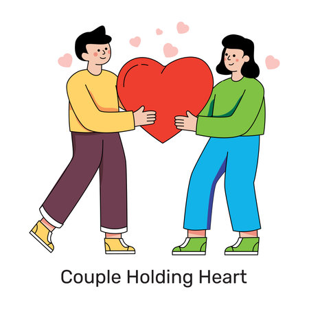 Trendy design illustration of couple holding heartのイラスト素材
