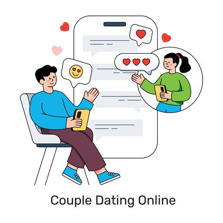 Editable design illustration of online loveのイラスト素材