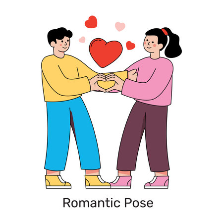 Beautiful design illustration of romantic poseのイラスト素材