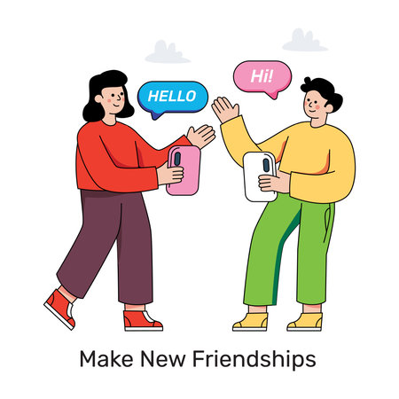 Make new friendships illustration, editable vectorのイラスト素材