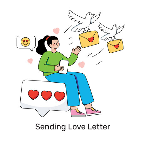 Perfect design illustration of sending love letterのイラスト素材