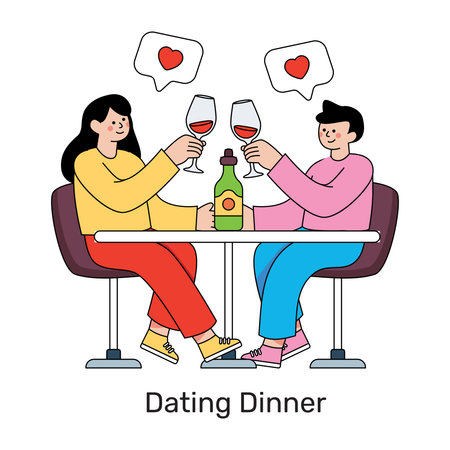 Editable design illustration of dating dinnerのイラスト素材