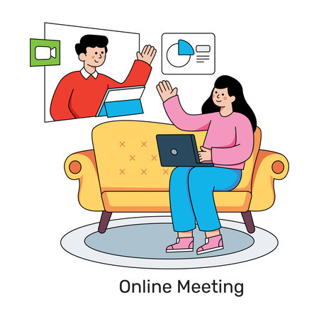 A unique design illustration of online meetingのイラスト素材