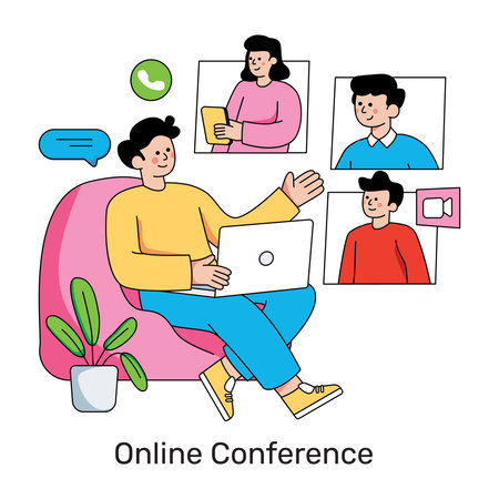 A creative design illustration of conference callのイラスト素材