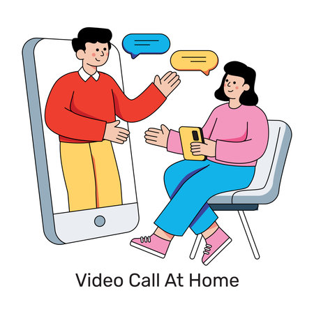 A creative design illustration of mobile video callのイラスト素材