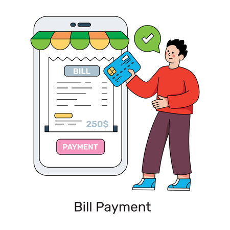 An illustration design of mobile bill paymentのイラスト素材