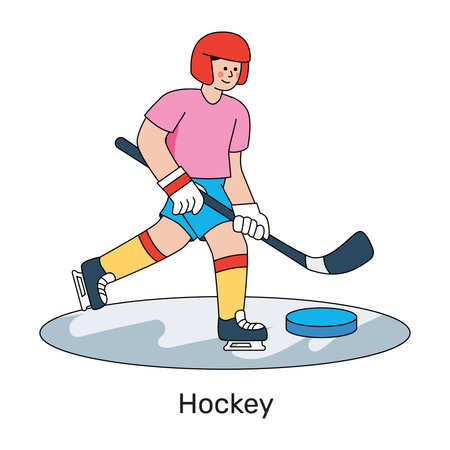 A flat design illustration of ice hockey playerのイラスト素材