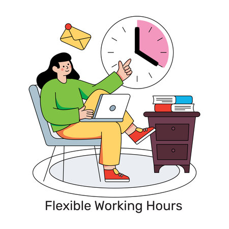 A unique design illustration of flexible working hoursのイラスト素材
