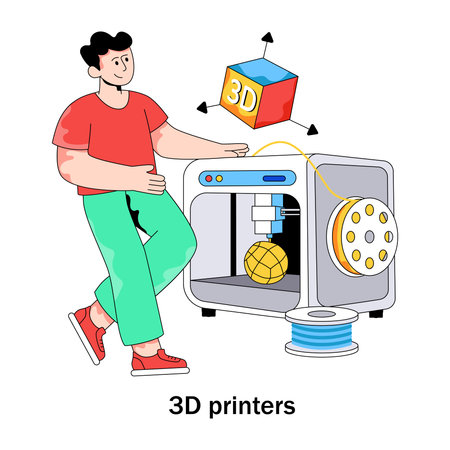 Modern design illustration of 3d printer