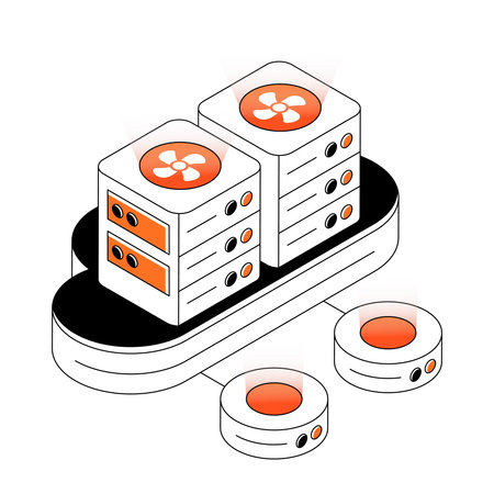 A trendy design illustration of cloud hosting