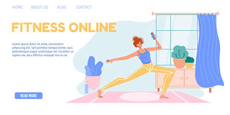 Cartoon flat character surfing internet indoor at home interior - web chat,social networking service,online education,messenger communication,freelance remote work conceptのイラスト素材