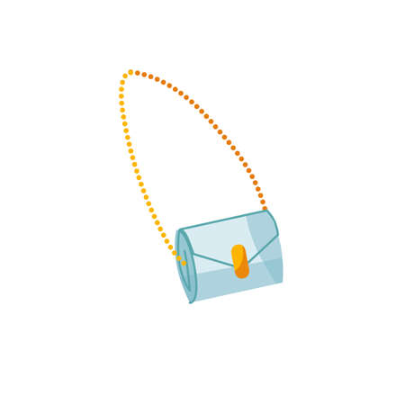 Vector cartoon flat fashionable woman handbag.Elegant trendy beautiful ladies purse accessory isolated on empty background-stylish fashion concept,web site banner ad designのイラスト素材