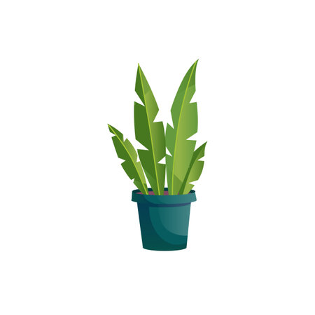 Vector flat cartoon home plant in pot isolated on empty background-house furniture,room interior elements concept,web site banner ad designのイラスト素材