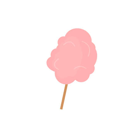Vector cartoon flat cotton candy isolated on empty background-street food restaurant and cafe dishes,confectionery store assortment concept,web site banner ad designのイラスト素材