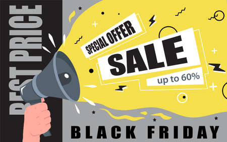 Black Friday sale announcement up to 60 percent best price special offer vectorのイラスト素材