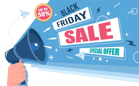 Black Friday sale announcement up to 50 percent special offer vectorのイラスト素材