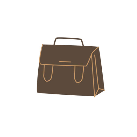 Vector cartoon flat fashionable briefcase.Trendy practical portfolio isolated on empty background-stylish fashion concept,web site banner ad designのイラスト素材