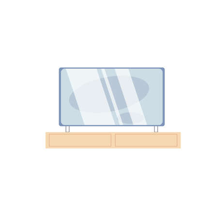 Vector flat cartoon mirror on table isolated on empty background-modern furniture,living room interior elements,comfort,home life concept,web site banner ad designのイラスト素材