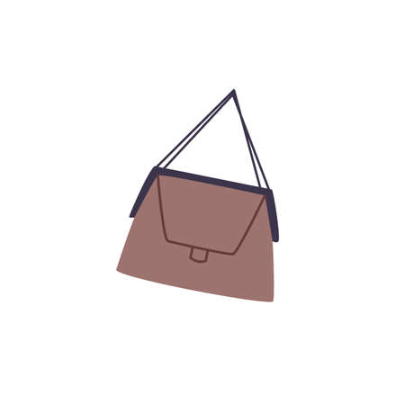 Vector cartoon flat fashionable woman handbag.Elegant trendy beautiful ladies purse accessory isolated on empty background-stylish fashion concept,web site banner ad designのイラスト素材