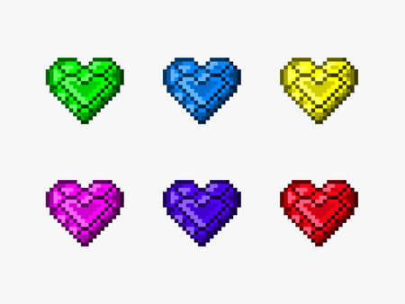 Heart diamond set pixel artのイラスト素材