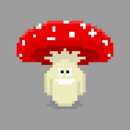 Pixel art mushroom characterのイラスト素材