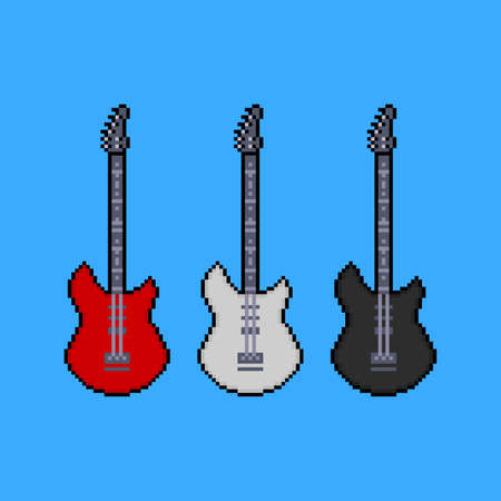 Electric guitars in pixel art styleのイラスト素材
