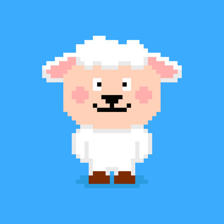 Pixel art sheep characterのイラスト素材