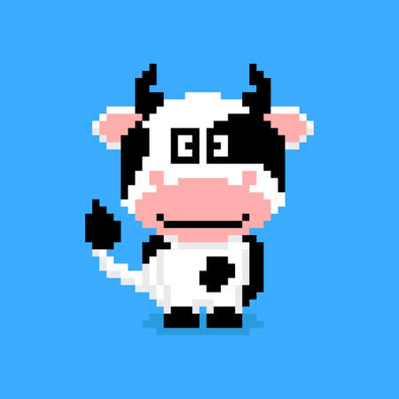 Pixel art cow characterのイラスト素材