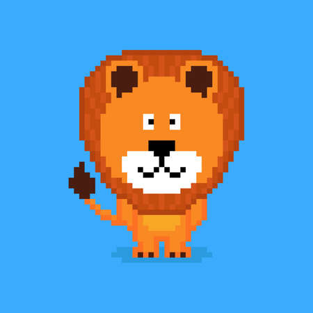 Pixel art lion characterのイラスト素材