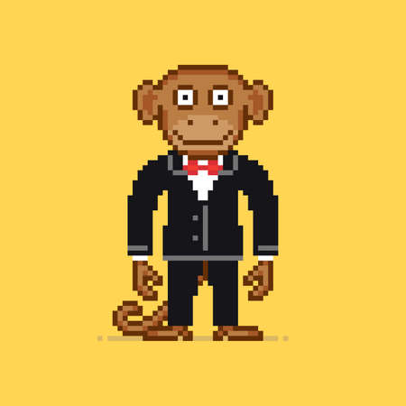 Monkey character in pixel art designのイラスト素材