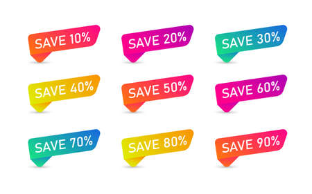 Collection of colorful discount tagsのイラスト素材
