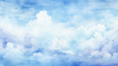 sky clouds landscape background. watercolor painting. digital art illustration.