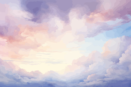 Sky background with clouds and sunset. vector illustration. Eps 10.のイラスト素材