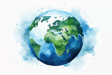 Watercolor Earth on white background. Vector illustration. Eps 10.のイラスト素材
