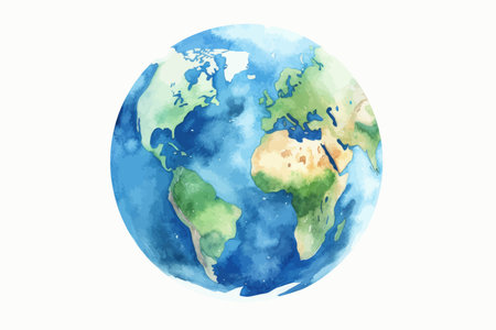 watercolor world map on white background. vector illustration for your designのイラスト素材