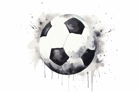 Soccer ball splashes of watercolor paint. Vector illustration.のイラスト素材