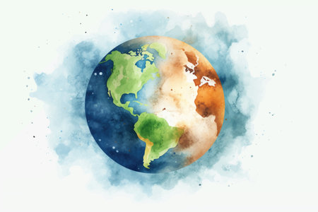 Watercolor planet earth on a white background. Watercolor illustration.のイラスト素材